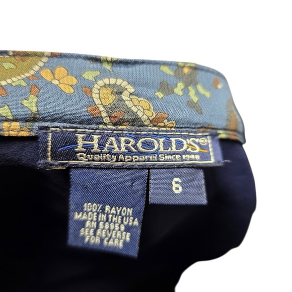 Vintage Harold's Paisley Maxi Skirt Blue Brown Rayon Size 6 Boho Modest USA - Picture 10 of 10